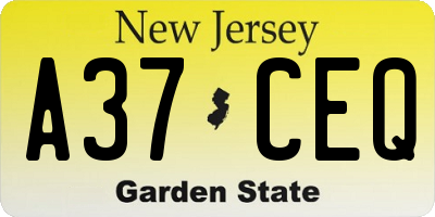 NJ license plate A37CEQ
