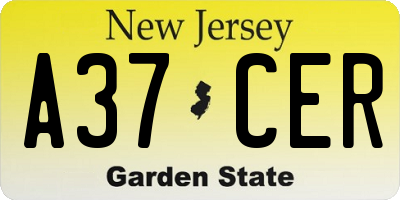 NJ license plate A37CER