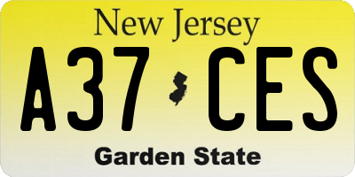 NJ license plate A37CES