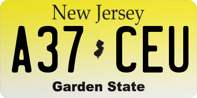 NJ license plate A37CEU