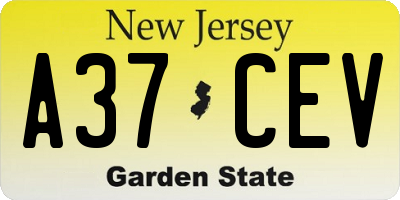 NJ license plate A37CEV