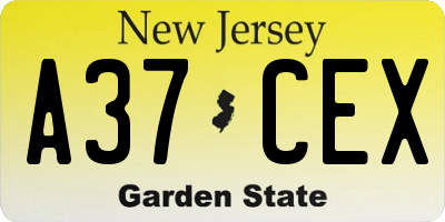 NJ license plate A37CEX
