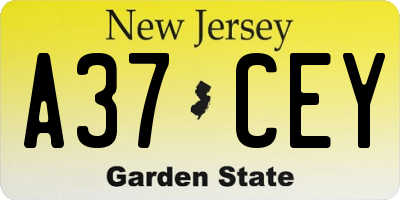 NJ license plate A37CEY