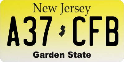 NJ license plate A37CFB