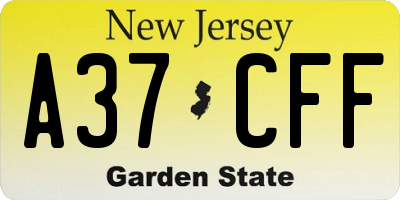 NJ license plate A37CFF