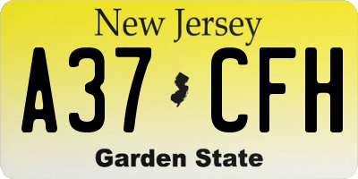 NJ license plate A37CFH