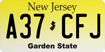 NJ license plate A37CFJ