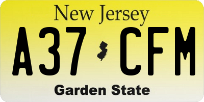 NJ license plate A37CFM