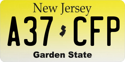 NJ license plate A37CFP