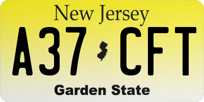NJ license plate A37CFT