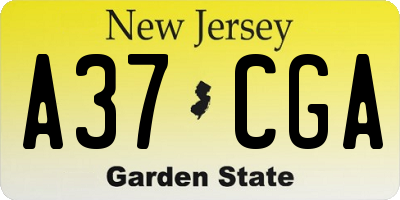 NJ license plate A37CGA