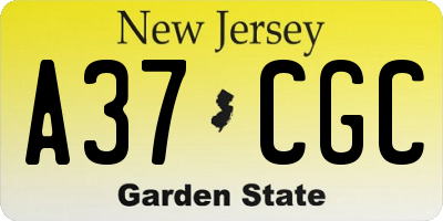 NJ license plate A37CGC