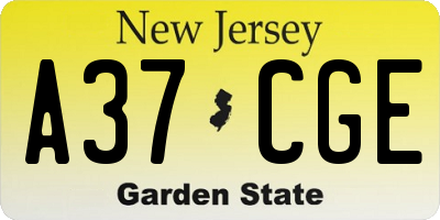 NJ license plate A37CGE