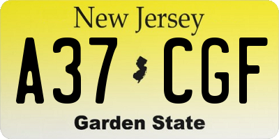 NJ license plate A37CGF