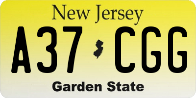 NJ license plate A37CGG