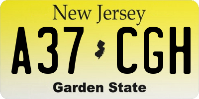 NJ license plate A37CGH