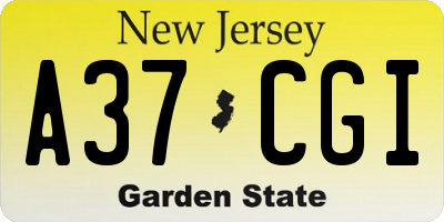 NJ license plate A37CGI