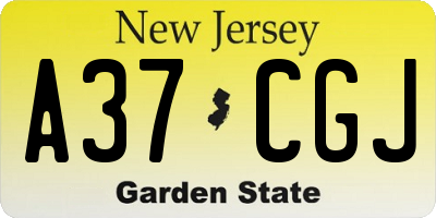 NJ license plate A37CGJ