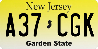 NJ license plate A37CGK