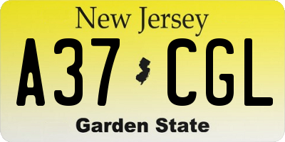NJ license plate A37CGL