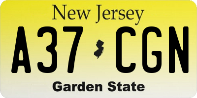 NJ license plate A37CGN