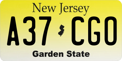 NJ license plate A37CGO