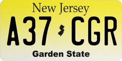 NJ license plate A37CGR