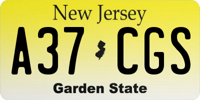 NJ license plate A37CGS