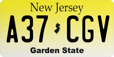 NJ license plate A37CGV