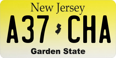 NJ license plate A37CHA