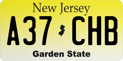 NJ license plate A37CHB