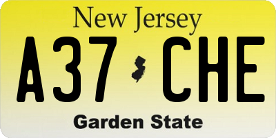 NJ license plate A37CHE