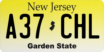 NJ license plate A37CHL