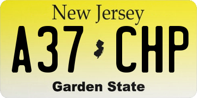 NJ license plate A37CHP