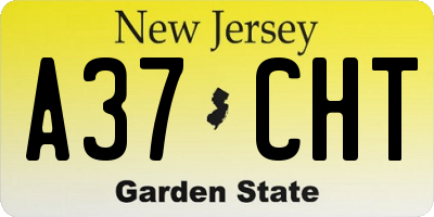 NJ license plate A37CHT