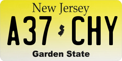 NJ license plate A37CHY