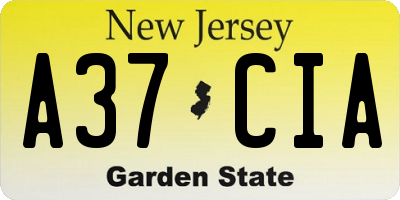 NJ license plate A37CIA