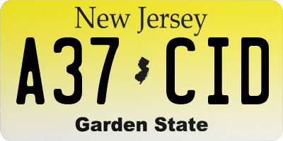 NJ license plate A37CID