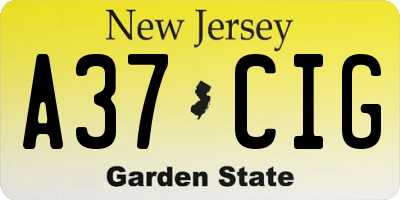 NJ license plate A37CIG