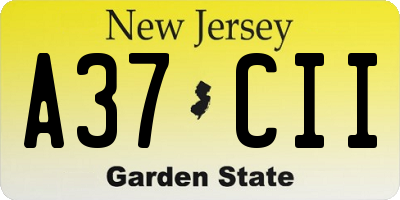 NJ license plate A37CII