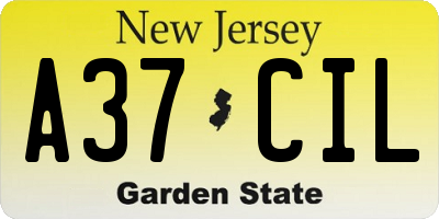 NJ license plate A37CIL