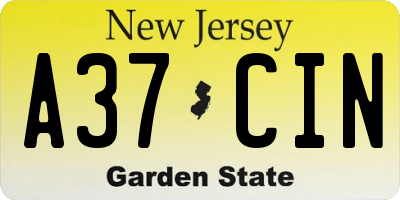 NJ license plate A37CIN