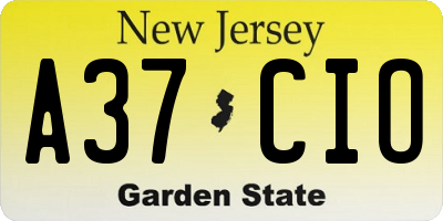 NJ license plate A37CIO