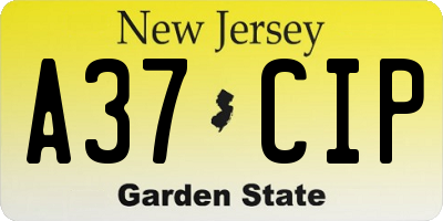 NJ license plate A37CIP