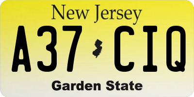 NJ license plate A37CIQ