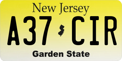 NJ license plate A37CIR