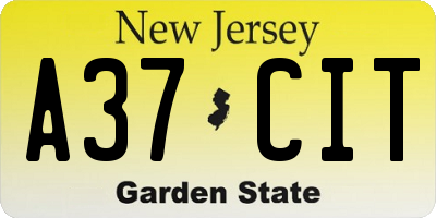 NJ license plate A37CIT