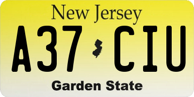 NJ license plate A37CIU