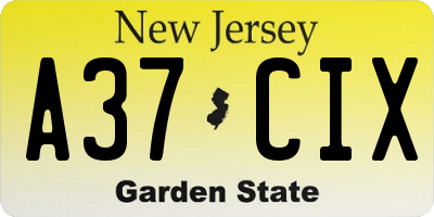 NJ license plate A37CIX