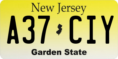 NJ license plate A37CIY